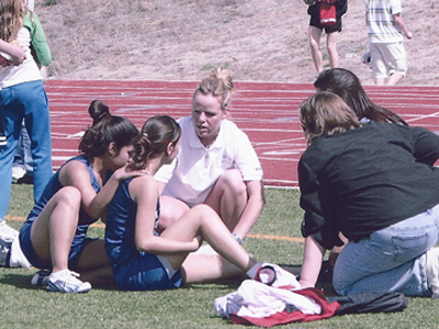 Dr Bahr working at track meet