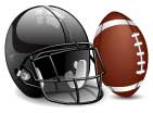 Football helmet and ball